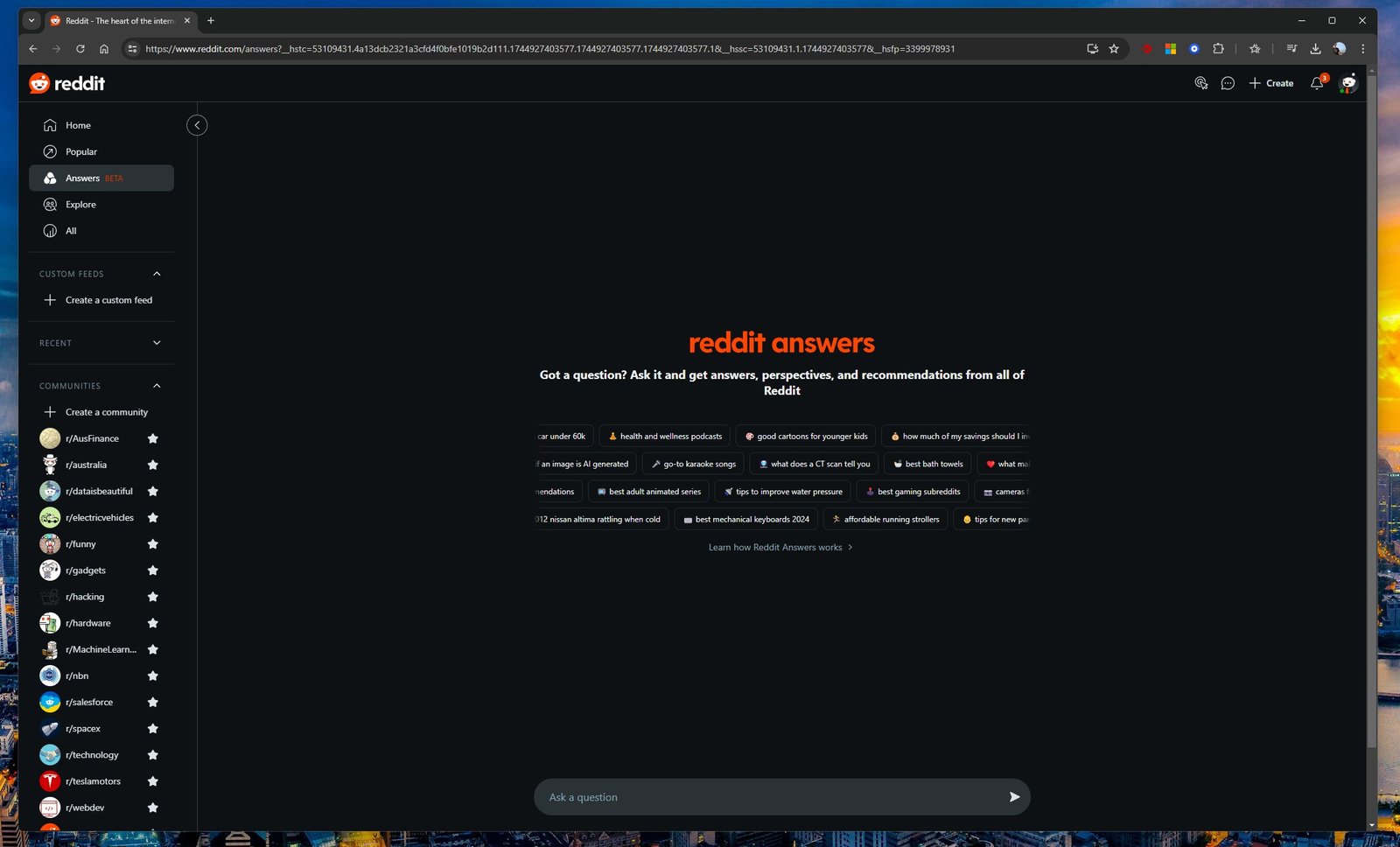 Reddit "si-powered" answers is available in Australia