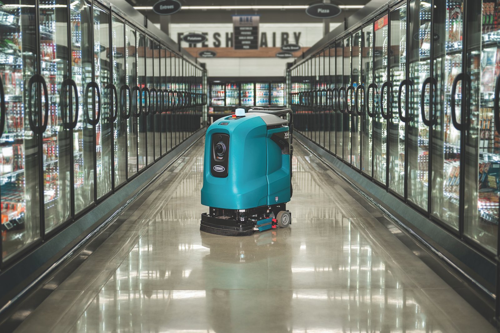 Prepare to share the supermarket corridat with X4 ROVR, A AI Cleaning robot